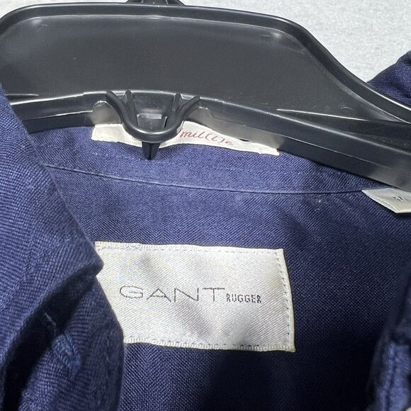 GANT Shirt Dress Women’s Medium Navy 1/2 Button Front Tie Waist The Smile Shift - Picture 9 of 10